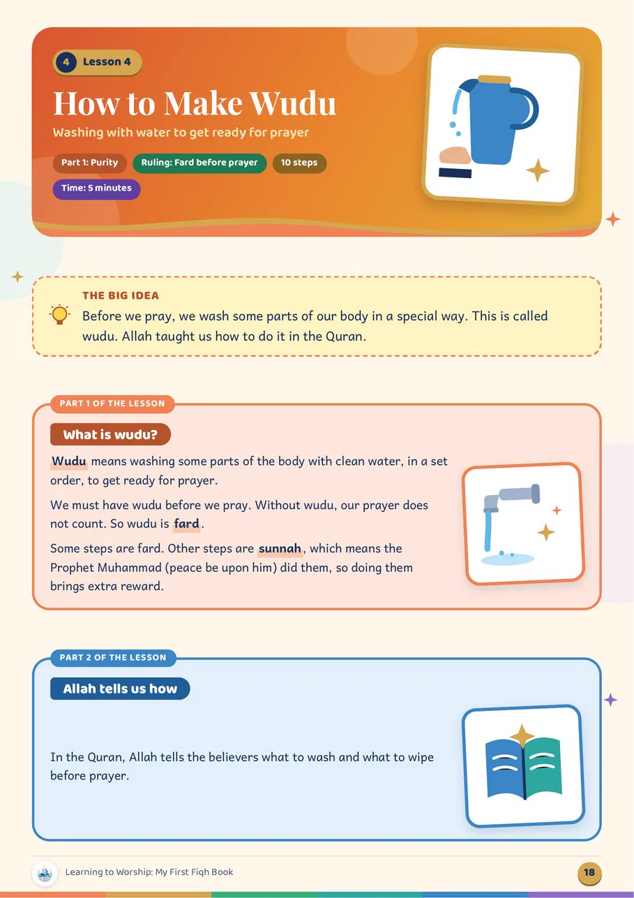 A lesson page from Fiqh