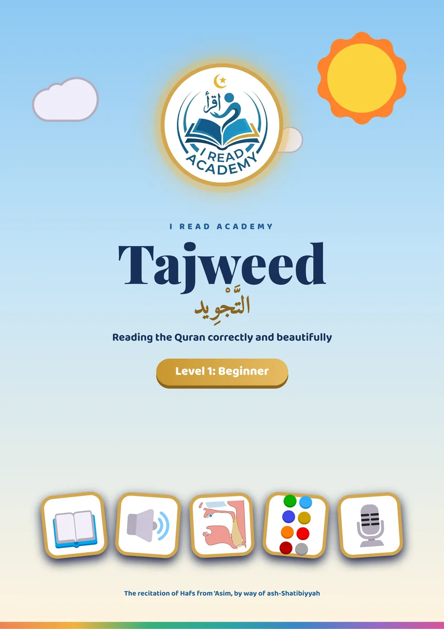 Front cover of the Tajweed booklet by I Read Academy